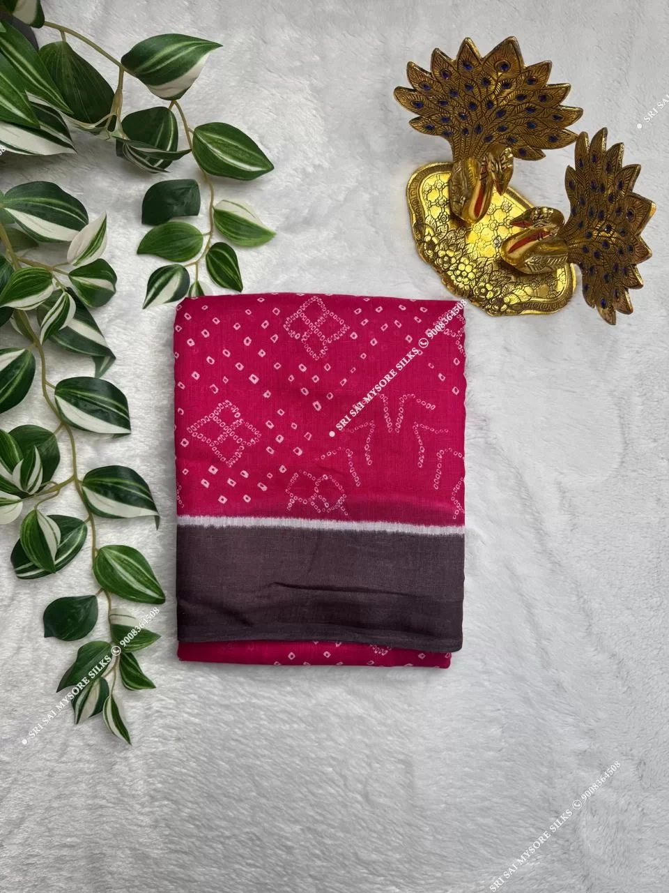 Pink Mul Chanderi Cotton Bandhani Printed Saree