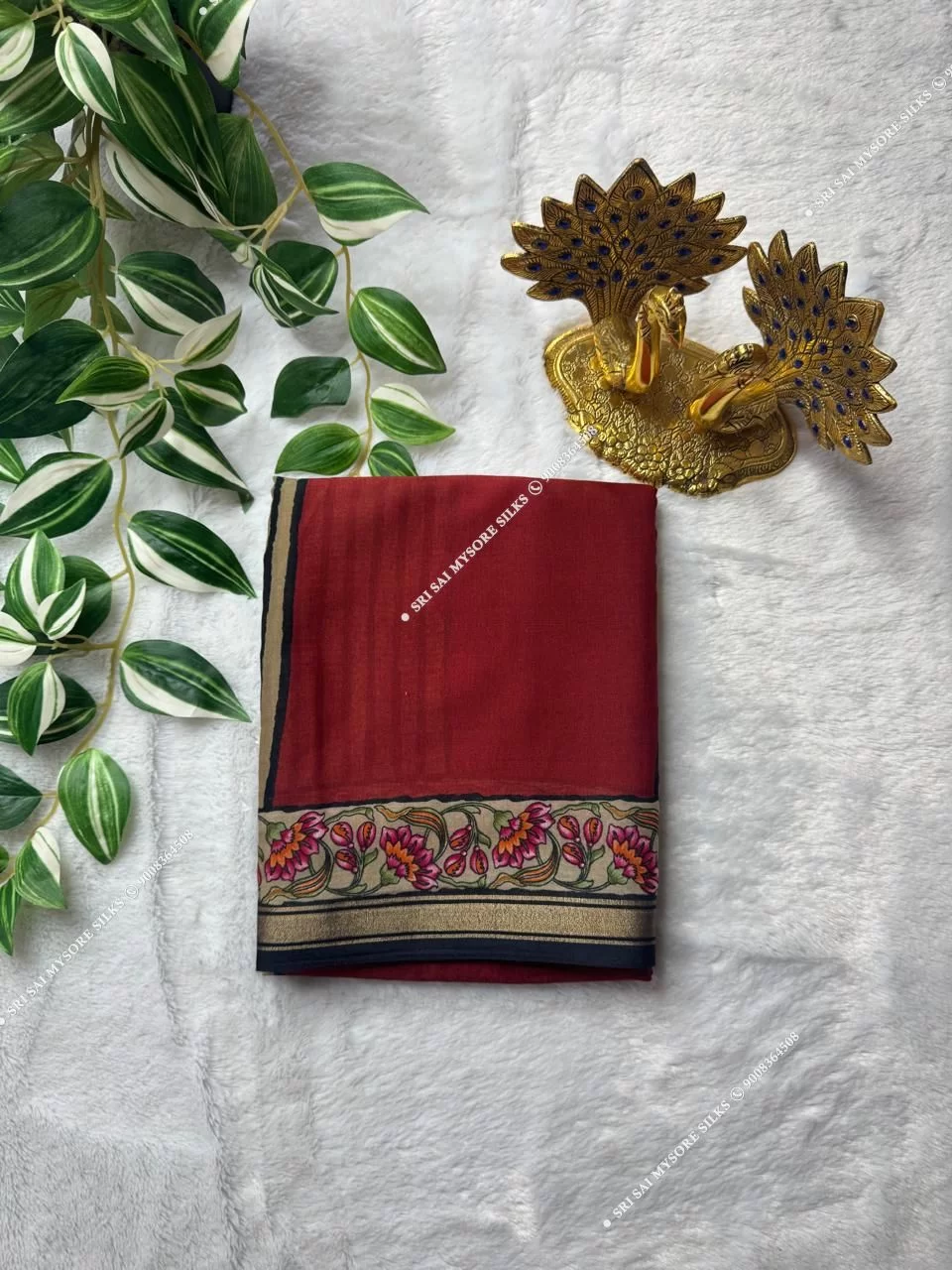 Maroon Mul Chanderi Cotton Kalamkari Print Saree